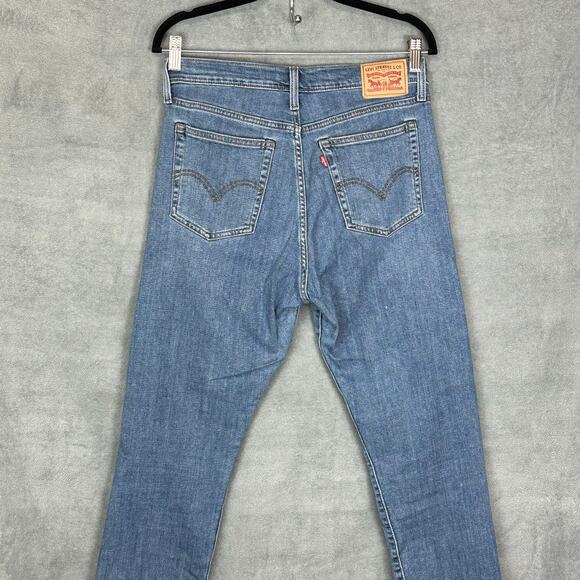 Levis Jeans Womens 30 Blue Wedgie Straight Distressed Button Fly Stretch Pockets - Picture 5 of 15